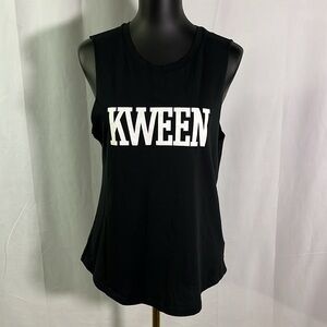 NWT CHRLDR Black & White Kween Graphic Sleeveless Cotton Muscle Tee